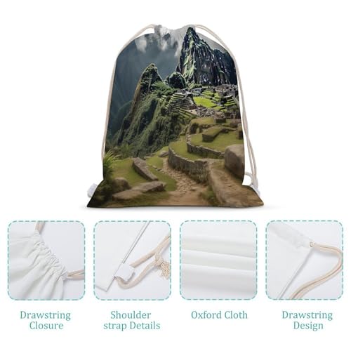 Drawstring Backpack Foldable Draw String Bags Machu Picchu Landscape Sackpack Sports Gym Bag for Shopping Yoga4