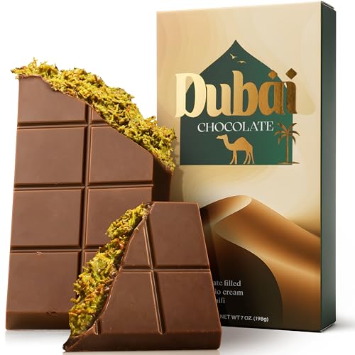 Dubai Chocolate Bar Pistachio Deluxe – 7 oz Rich Milk Chocolate Bar with Luxurious Pistachio Filling & Crisp Kataifi Threads – Inspired by Iconic Dubai Knafeh Dessert