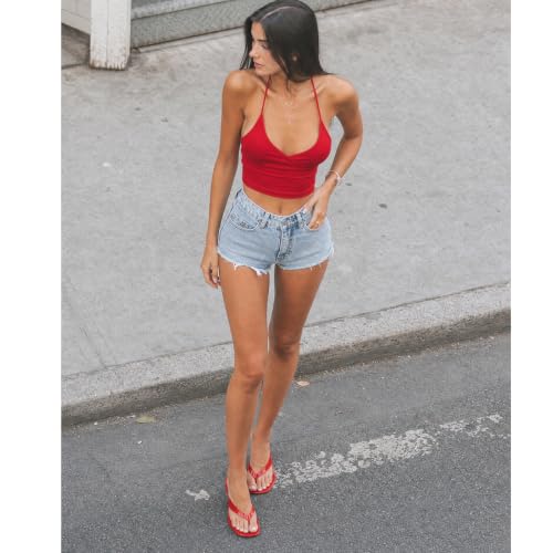 Image of Dsevht Kitten Heels for Women Jelly Square Open Toe Sandals Flip Flop Heel Summer Low Heeled Thong Sandals