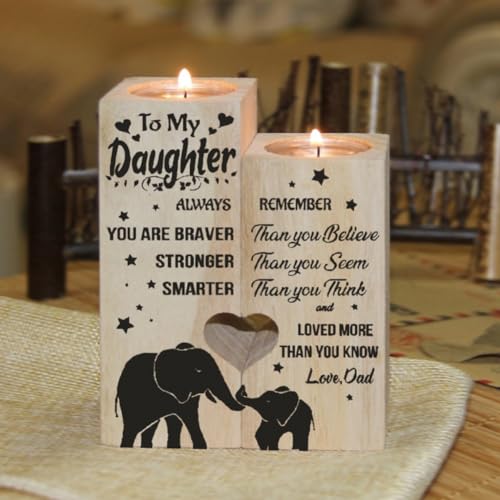 Wooden Heart Shaped Candle Holders Gifts for Mum Daughter, Personalized Candle Gifts, Warm Engraved Craft Candlestick - Image 4