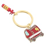 Garneck Feuerwehr-schlüsselanhänger Mit Kleiner Flamme Metall-schlüsselanhänger Mit Feuerwehrauto Und Feuerlöscher-motiv Kompakt Und Handlich Zur Brandschutzaufklärung Geschenk Für Feuerwe