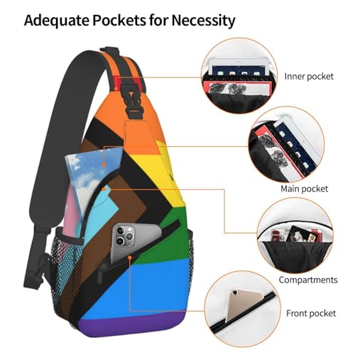 Rainbow Progress Pride Flag Lgbt Colorful Fashionable And Portable Men'S Casual Cross Chest Bag4