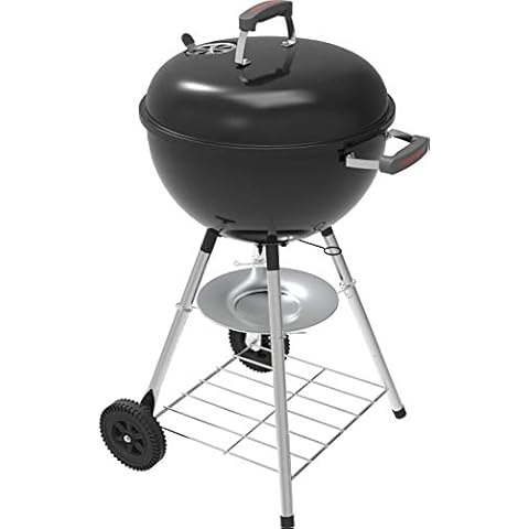 Megamaster Premium Charcoal Grill, 18" Heavy Duty Charcoal Kettle Grill, Outdoor Cooking, Camping Patio, Backyard, Tailgating, Black Cover