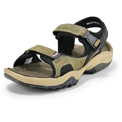 Image of Woodland Men's Camel Elephant Print Nubuk Sandals-UK-5 (EURO 39)