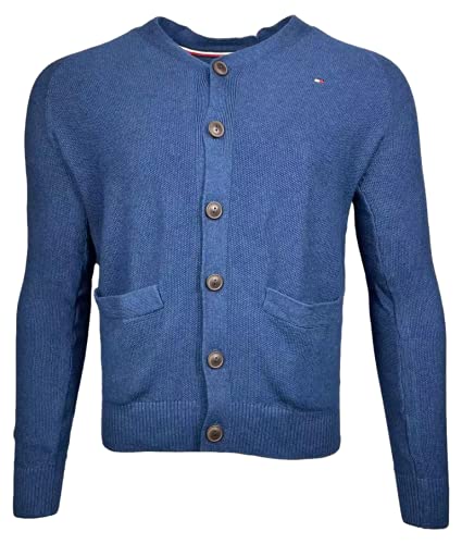 Tommy Hilfiger Mens Buttondown Knit Cardigan Sweater (X-Large, Faded Royal)