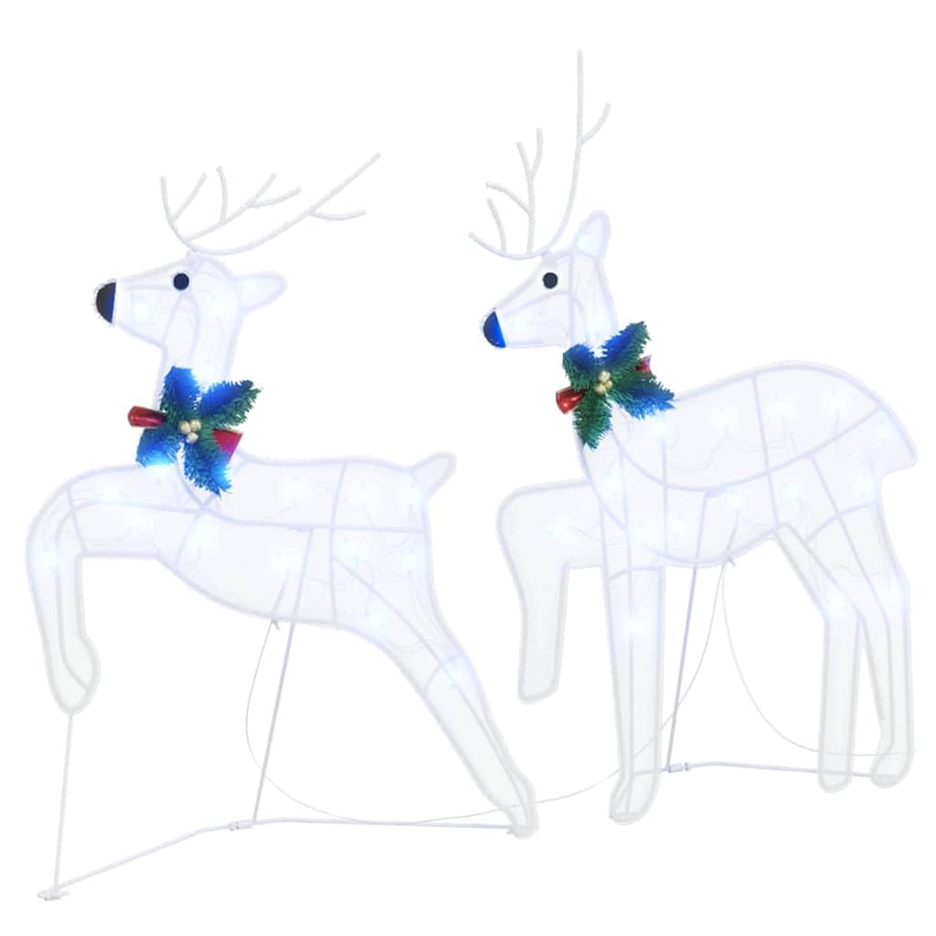 LED Rentiere 4 Stück Weiß Stoff, Art Deko Weihnachtsdeko mit USB Betrieb, 45 x 19 x 65 cm, dekorative Lichterketten für Wohnzimmer, Familie, Winter und geschützten Außenbereich