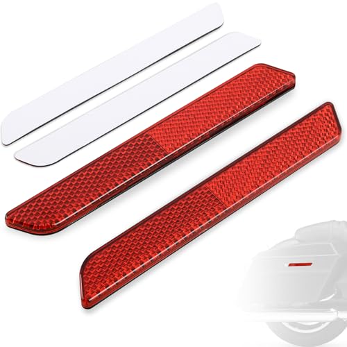 Image of Hard Saddlebag Latch Covers Reflectors Inserts for Harley Touring 1993-2013,for Street Glide Electra Glide Road Glide Road King,RED