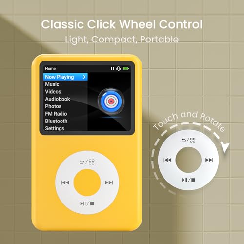 Image of 64Gb Mp3 Player with Bluetooth Y1 Portable Music Digital Players Supports Playlist Audiobook Video Nice Gadget for Kids Yellow