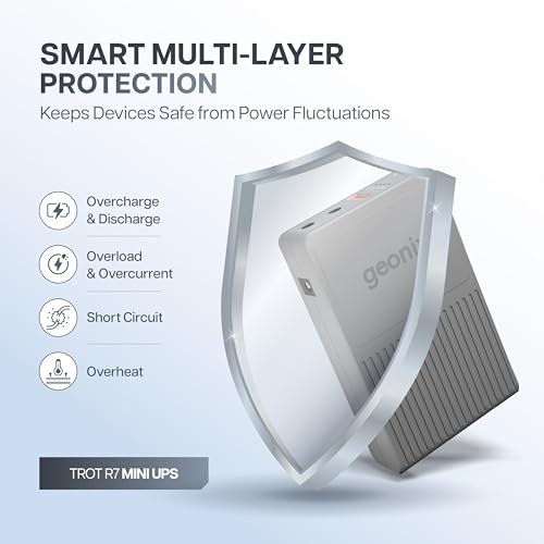 Image of Geonix Trot R7 Pro Mini UPS for Wi-Fi Router & Modem | 8-20 Hours Backup | 4x2000mAh Battery | 12V /9V /5V Output | Zero Lag Switching, CCTV Camera, Set-Top Box, Cordless Phone (Gray)