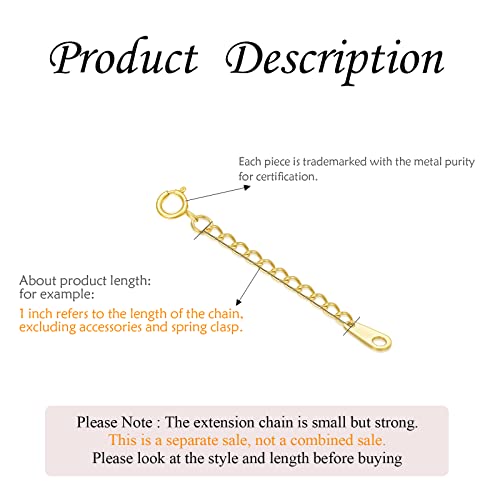 Image of 10k 14k Real Gold 1 inch /1.5 inch /2 inch /2.5 inch /3 inch /4 inch /5 inch Necklace Extender, Necklace Bracelet Extender Chain, Durable Gold Extender Chain, Adjustable Extension Chain for Necklace Bracelet Anklet