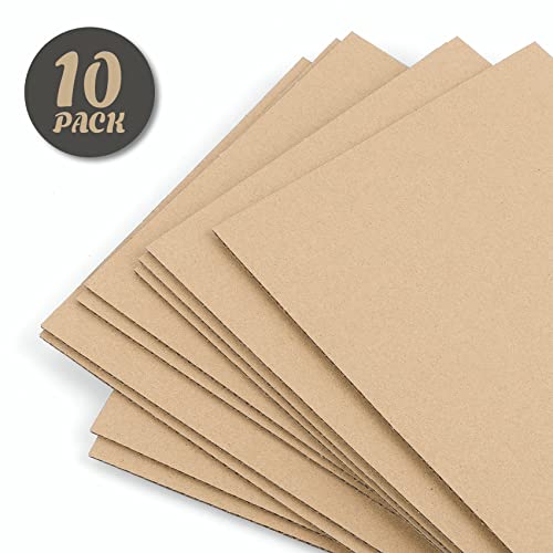 Image of Golden State Art 10 Pack 8x10 Corrugated Cardboard Sheets 1 /8 inch Flat Inserts | Flat Layer Pads, Corrugated Card Board Inserts For Packing, Mailing or DIY Art Crafts, Box Dividers (Brown)