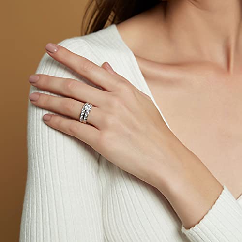 Mameloly 1.2ct Engagement Rings for Women Princess Cut Bridal Set Cubic Zirconia Wedding Rings Band Set Size 4-123