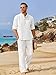 COOFANDY Men's 2 Pieces Cotton Linen Set Long Sleeve Henley Shirts Casual Beach Pants With Pockets Summer Yoga Outfits