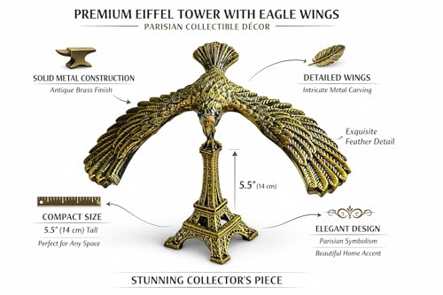 Image of Balancing Eagle Statue Showpiece | Antique Brass Metal Eagle Figurine for Home Decor | Office Desk Decoration Item | Luxury Tabletop Showpiece | Gift Item for Living Room, Bedroom & Office (14 cm)