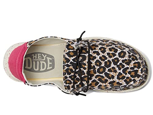 Image of HEYDUDE Wendy Cat (Little Kid /Big Kid) Loafers for Kids - Cotton-Blend Upper - Flex & Fold Technology Cheetah 3 Little Kid M
