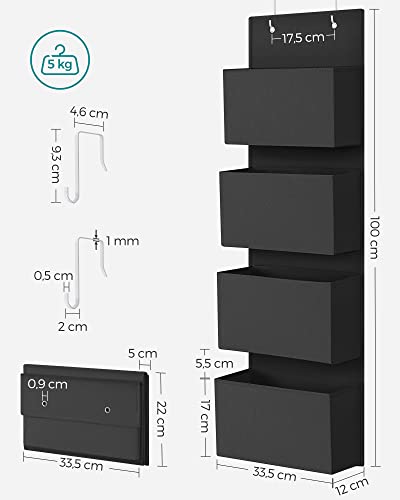 SONGMICS Hängeorganizer mit 4 Taschen, Hängeregal, Kleiderschrank-Organizer, Hängeaufbewahrung, Tür-Organizer, Schlafzimmer Wohnzimmer… – Ansicht 2