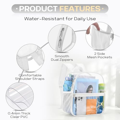 Image of Oraben Clear Backpack for Stadium Events Stadium Backpack Waterproof 12x6x12 Clear Bag for Adult Concert Sport Work