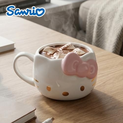 Image of Silver Buffalo Sanrio Hello Kitty Pink Bow Rose Gold, 3D Sculpted Mug, 20oz | Light, Ceramic, 0.59 Liters