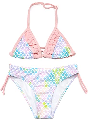 Image of SHEKINI Girls Swimwear Halter Triangle Bikini Set Ruffled Hawaii Beach Sport Two Piece Swimsuits