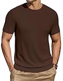 COOFANDY Camiseta De Hombre Camisa De Manga Corta Jersey Cuello Redondo JerséIs De Punto Normal Brown XL