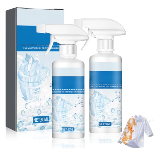 Non Ionic Clothing Emulsifier Stain Remover Active Enzyme Powerful Laundry Stain Removal Spray Effective Clothing Stain Remover for Home Use (2Pcs)