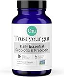 Ora Organic Probiotics with Prebiotics for Digestive Health 16 Billion CFU - Trust Your Gut - Strains - Acidophilus Lactobacillus Breve Bifidum Lactis