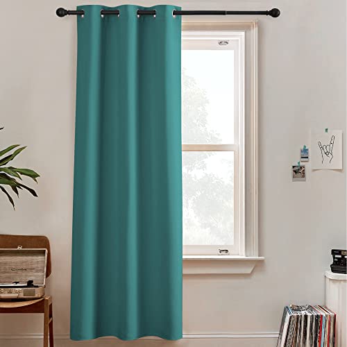 Image of RYB HOME Privacy Blackout Curtains, Thermal Insulating Room Divider Large Window Treatment for Glass Door Living Room Shared Bedroom Laundry Room, W 60 x L 108 inches, Teal, 1 Panel