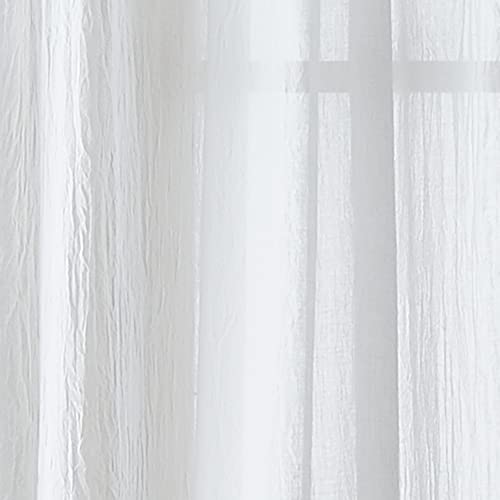 Dkny City Breeze Sheer Window Curtains For Living Room Faux Leather Tab Top Panel Pair, 50 X 84 Inch, White #TOP3