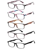 LADEESSE 5-Pack Reading Glasses for Women - Blue Light Blocking Readers for...