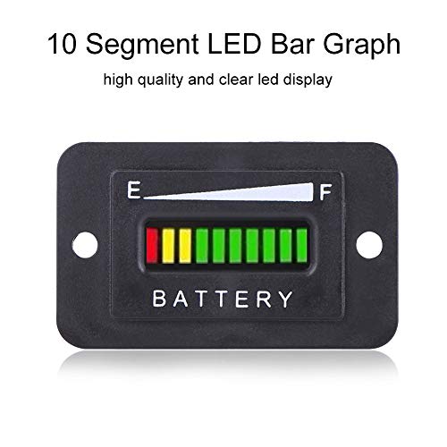 Led Digital Battery Indicator Meter Gauge Cart, 12V/24V/36V/48V Battery Gauge for Cart with Hour Meter(BI001-12/24V) - Thumbnail 2