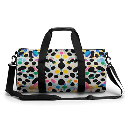 Glitter Rainbow Polka Dot Gym Bag for Men Women, Sturdy Oxford Cloth Travel Bags with Removable Shoulder Strap, Waterproof Duffel Bag for Fitness, Travel, Yoga