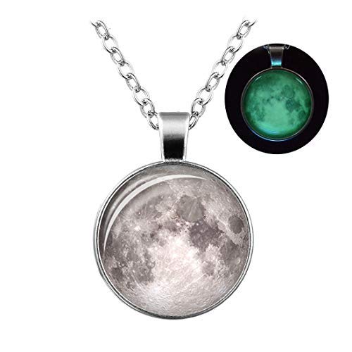 24 JOYAS Colgante Luna Llena Plateada con Cadena clásica de 1 mm y 50+6 cm Cover
