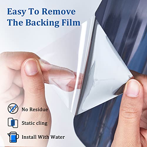 One Way Window Film Privacy Window Tinting Film Reflective Mirror Window Film Daytime Privacy Sun Blocking Heat Control Anti Uv Non-Adhesive Static Cling For Home Office,17.5 Inch X 6.5 Feet #TOP5