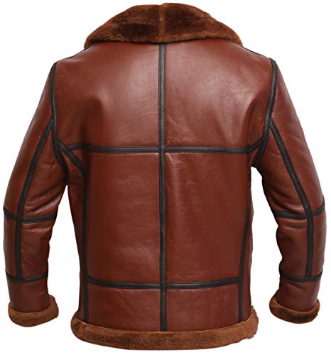 Image of RAF British Real Shearling Flight Aviator Brown Bomber Leather Jacket