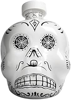 KAH Tequila Blanco - Day of the Dead Decorated White Bottle - 100% Blue Agave, Double Distilled, Triple Filtered - Unaged - 40% vol 70 cl (700ml / 0.7 Litre)