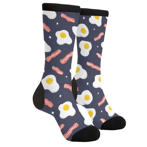 Egg And Bacon Funny Novelty Crew Socks Casual Crazy Dress Socks For Man Women