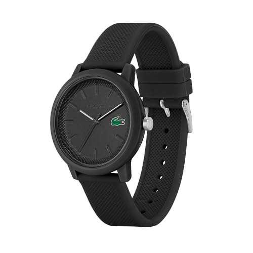 Lacoste Reloj Analógico Unisex de Cuarzo con Correa de Silicona Negra Petit Piqué