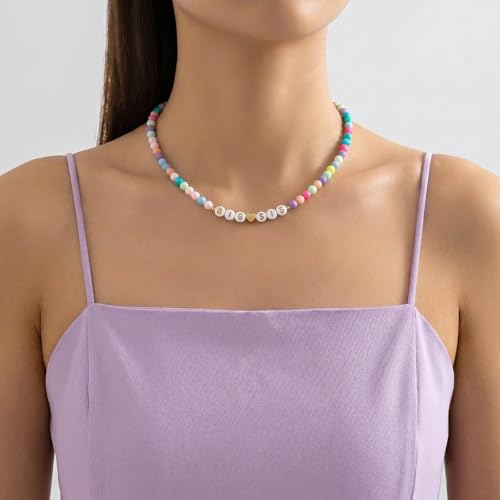 Image of Big Middle Little Sister Mom 2 Daughters Heart Colorful Beaded Necklaces | 3Pcs matching sister pendant set, meaningful friendship & family jewelry, ideal gift for BFF, sisters, mom & daughter
