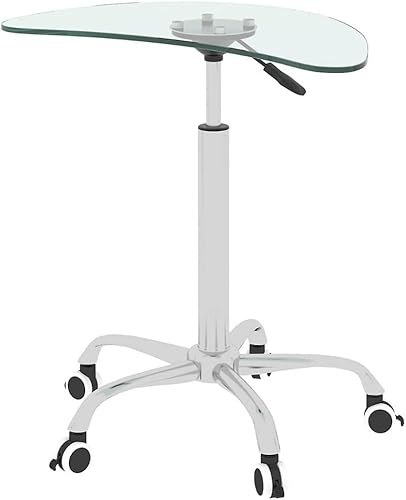Miniatura 7 de FRITHJILL Mesa auxiliar móvil con parte superior de cristal y marco de metal mesa auxiliar de sofá portátil con ruedas en altura ajustable