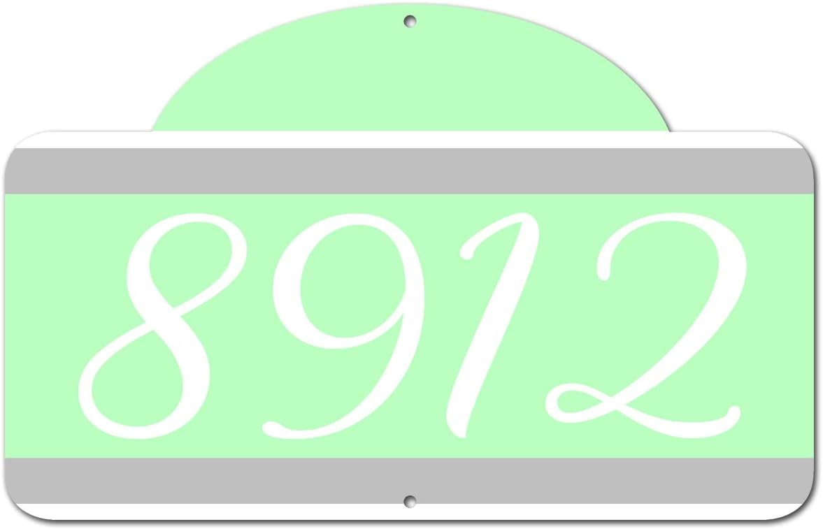 VWAQ Custom Aluminum Plaque Home Address Numbers Sign - Single Sided and Reflective Pre-Drilled Holes - AS4S7 Vertical (Green)