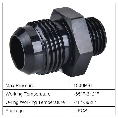 Image of EVIL ENERGY 8AN Flare to 6AN ORB Male Adapter Fitting Aluminum Alloy Black 2Pcs