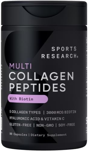 Sports Research® Collagen Peptides w/Biotin & Hyaluronic Acid, 90...