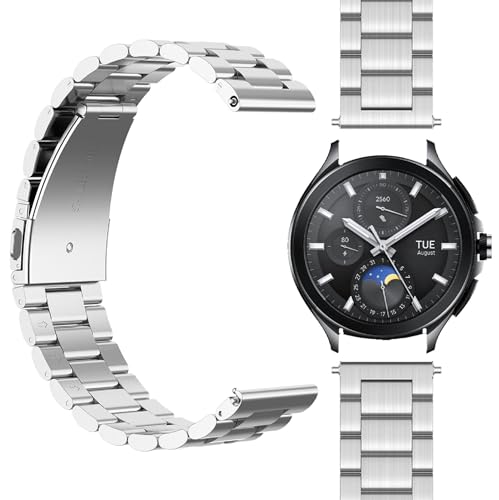 Giopuey Cinturini Compatibile Con Xiaomi Watch 2 Pro, Acciaio Inossidabile Cinturino [Resistente All'Usura] - Silver