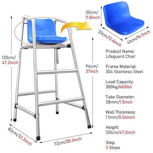 Escalera para salvavidas con sombra y silla alta de acero inox miniatura 2