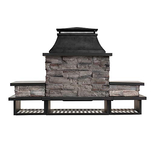 Sunjoy A304001201 Concordia Collection Wood Burning Fireplace, Black - Thumbnail 2