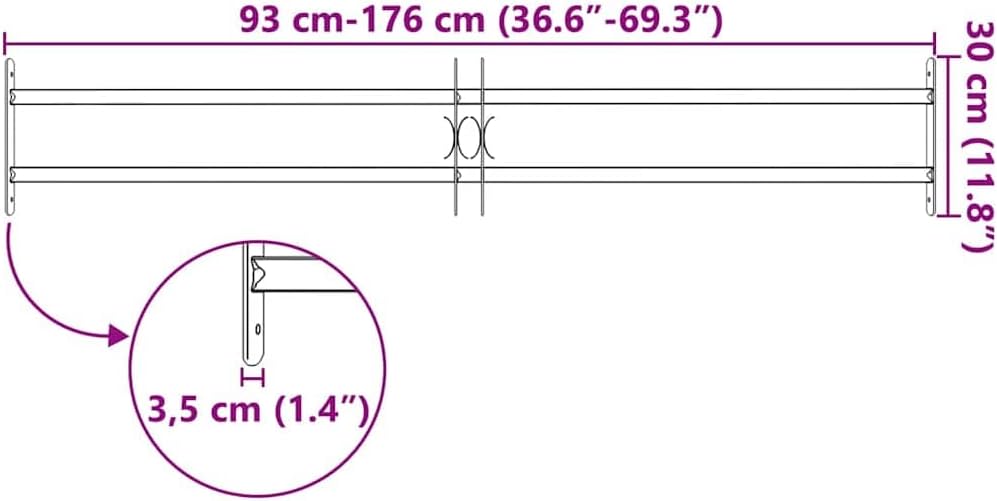 'vidaXL Adjustable Security Grille for Windows with 2 Crossbars - Solid Galvanized Steel Horizontal Installation, Home or Office Use