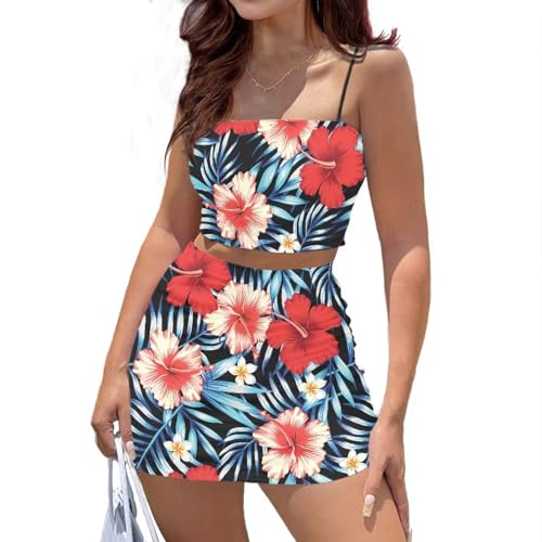 Image of 2025 Sexy Spaghetti Strap Crop Tops and Bodycon Skirt Casual 2 Piece Set S-4XL
