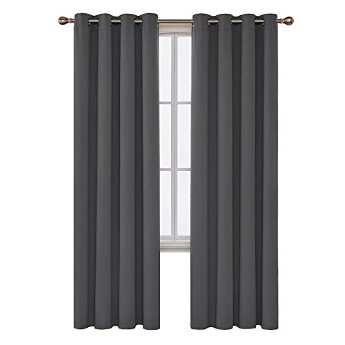Deconovo Home Decor Blackout Curtain Thermal Insulated Window Treatment Panel for Bedroom, 52x95 Inch, Dark Grey