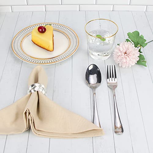 Solid Color Polyester Linen Blended Dinner Cloth Napkins - Set of 12 (40 x 40 cm) - For Events & Home Use (Linen) - Image 3
