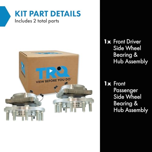 Image of TRQ Front Driver and Passenger Side Wheel Bearing and Hub Assembly Set 2 Piece Compatible with 2008-2010 Dodge Ram 4500 2008-2010 Ram 5500 2011-2018 4500 2011-2018 5500
